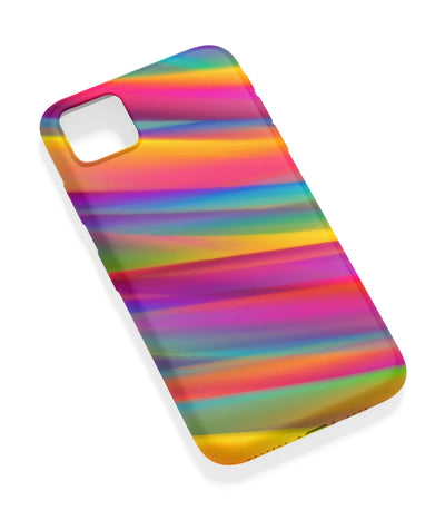 An angled view of a soft silicone case featuring a vibrant design.