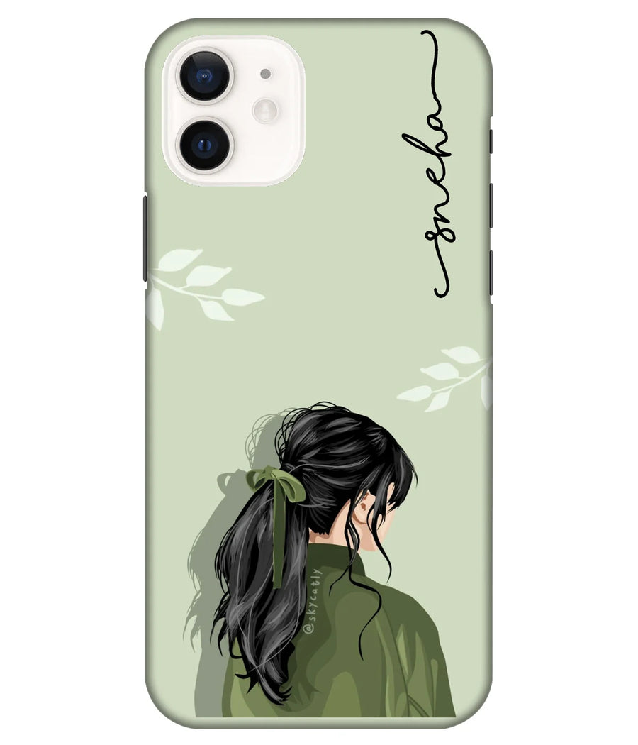Green Girl Art Slim Hard Custom Name Case