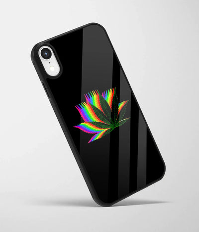 An angled view of a glass phone case featuring a vibrant design.