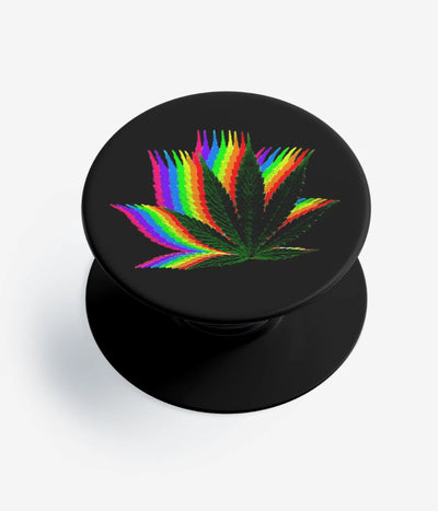 A top-down view of a phone grip holder on a clean white background