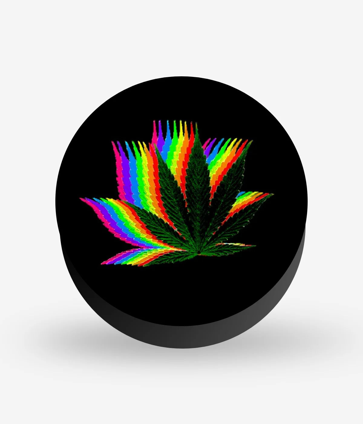 Mobile phone grip with a colorful design on a white background