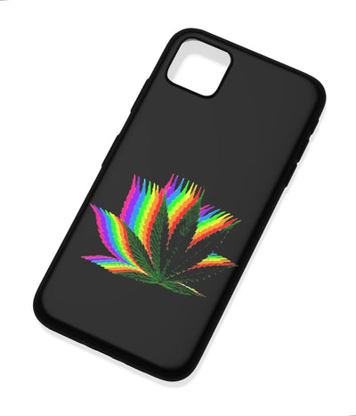 An angled view of a soft silicone case featuring a colorful design.