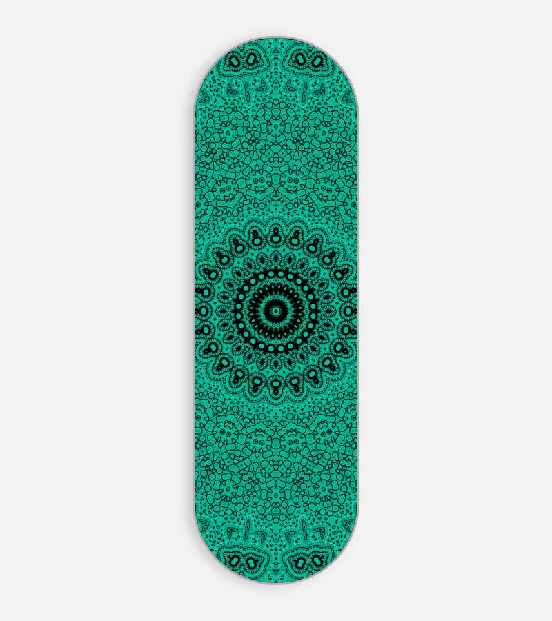 Mobile phone grip slider with a colorful design on a white background