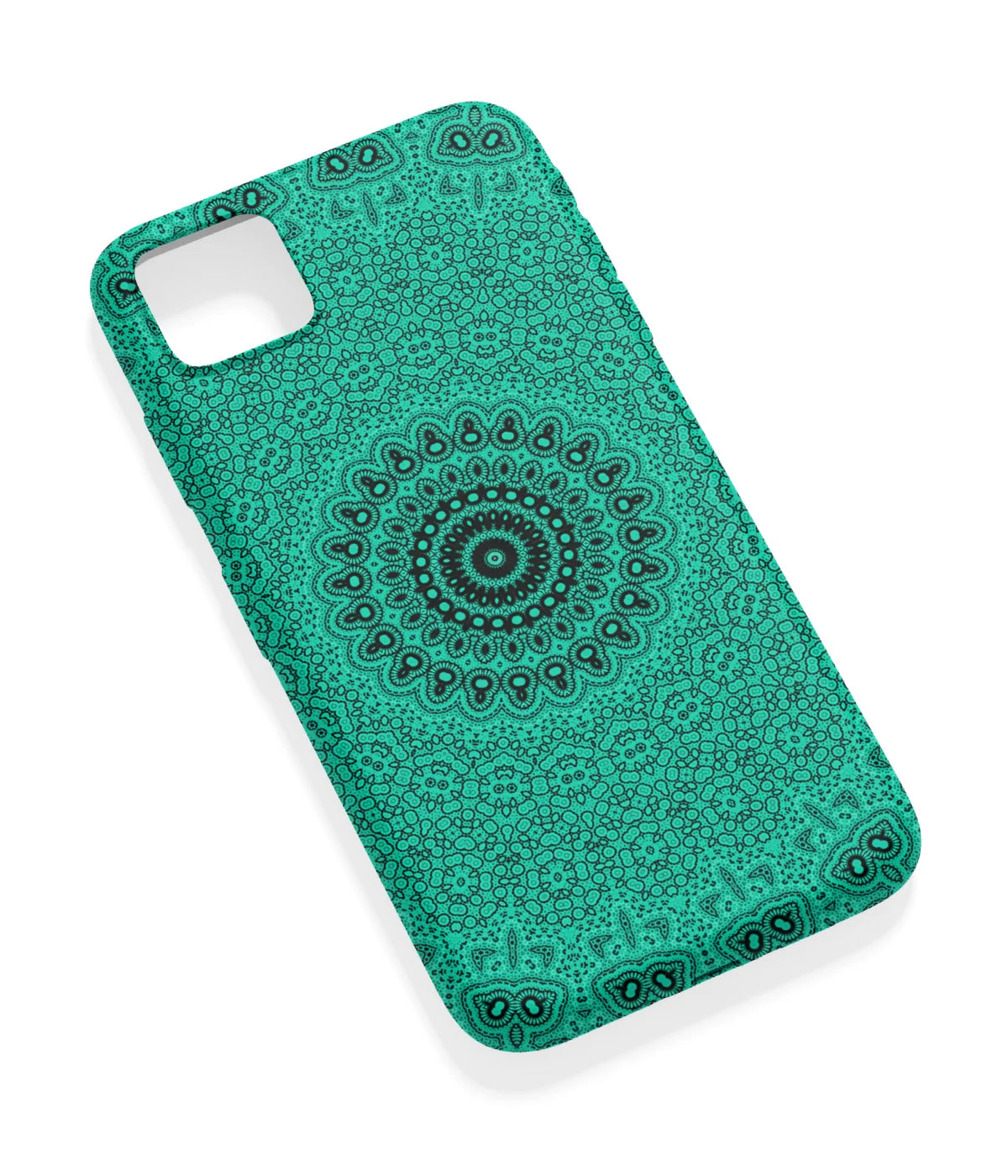 An angled view of a soft silicone case featuring a vibrant design.