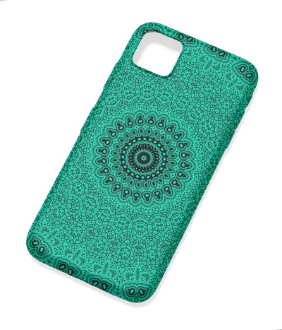 An angled view of a soft silicone case featuring a colorful design.