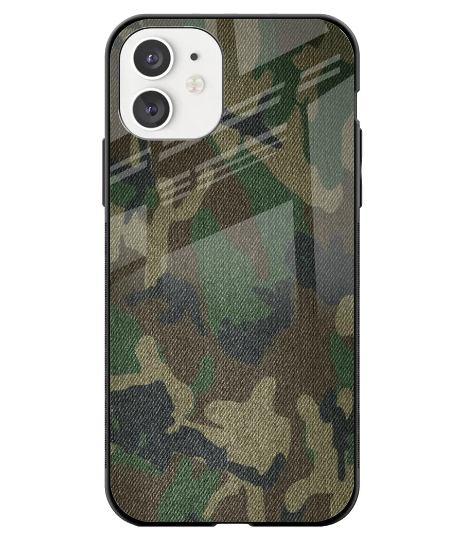 Green Texture Camouflage Pattern Glass Case