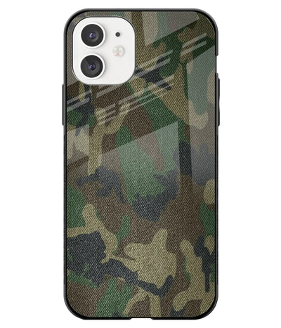 A front-on view of a glass phone case with a colorful design.