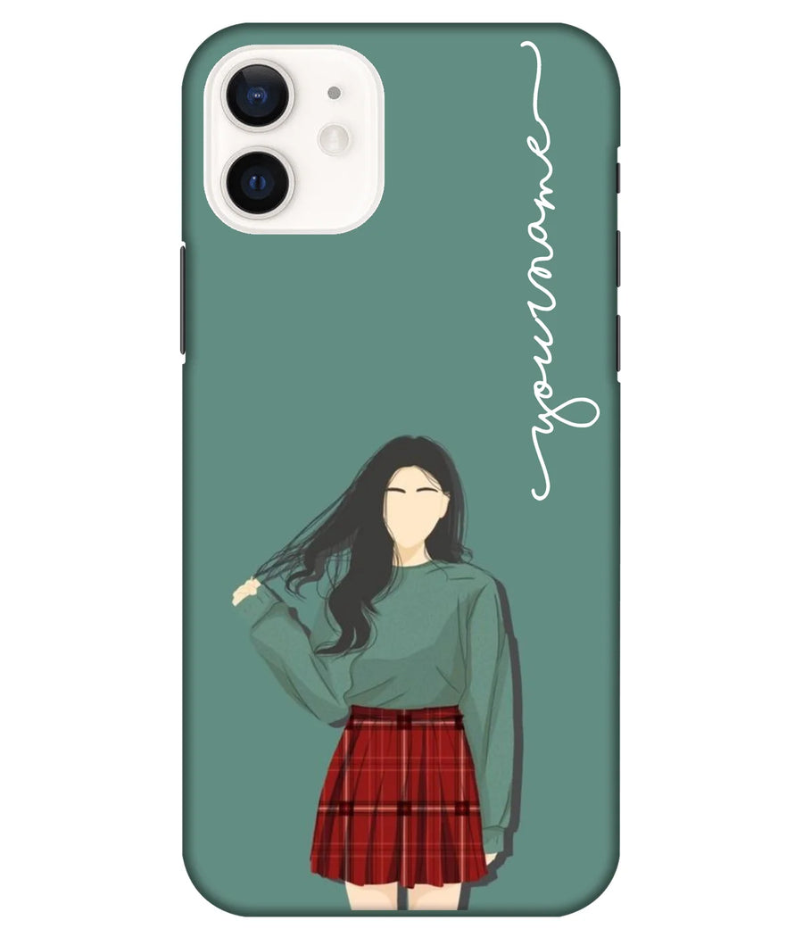 Green Vector Girl Slim Hard Custom Name Case