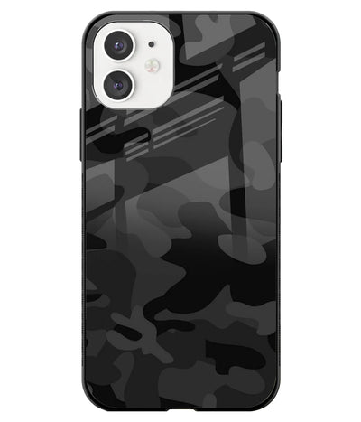 A front-on view of a glass phone case with a colorful design.
