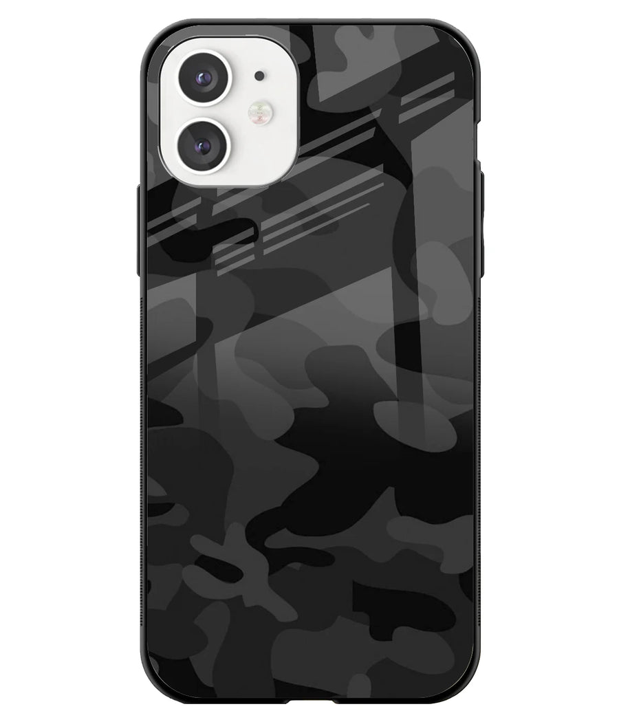 Grey Black Camouflage Pattern Glossy Metal Case