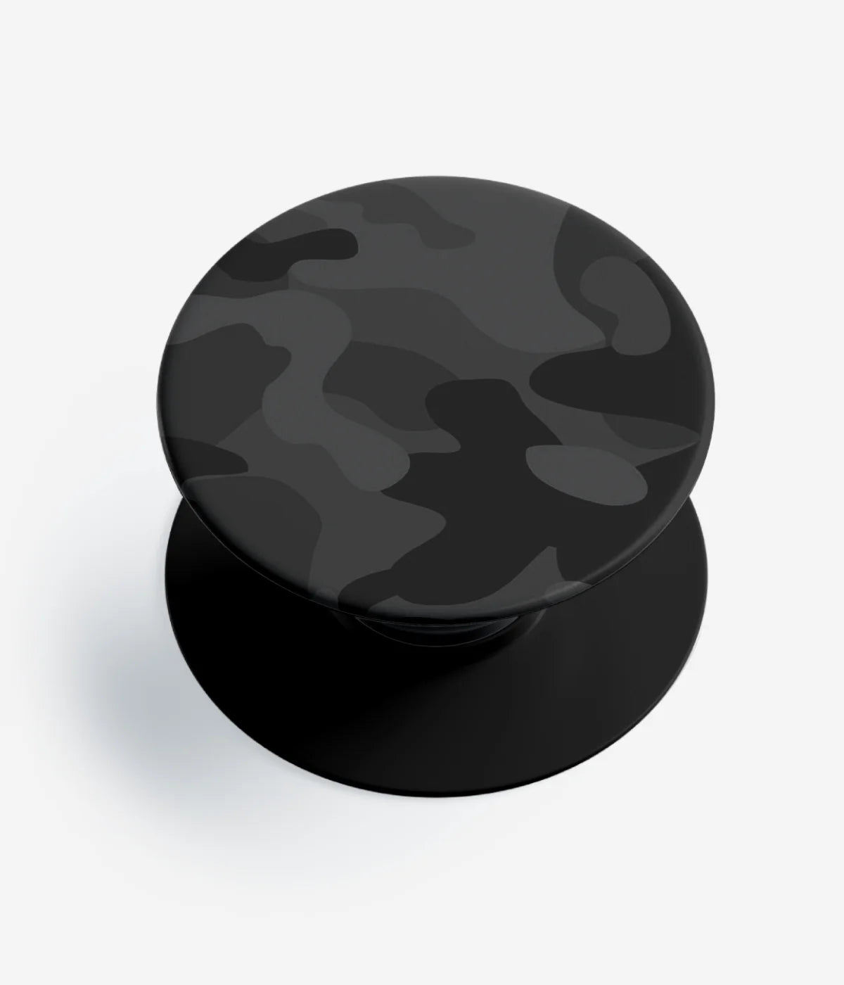 A top-down view of a phone grip holder on a clean white background