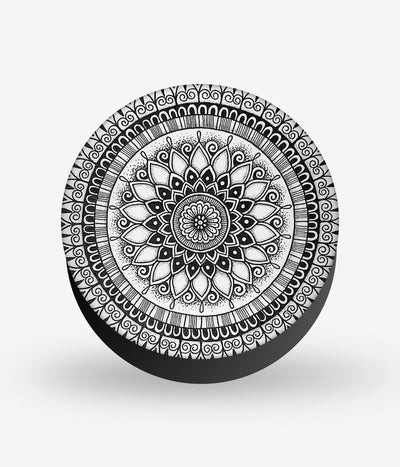 Mobile phone grip with a colorful design on a white background