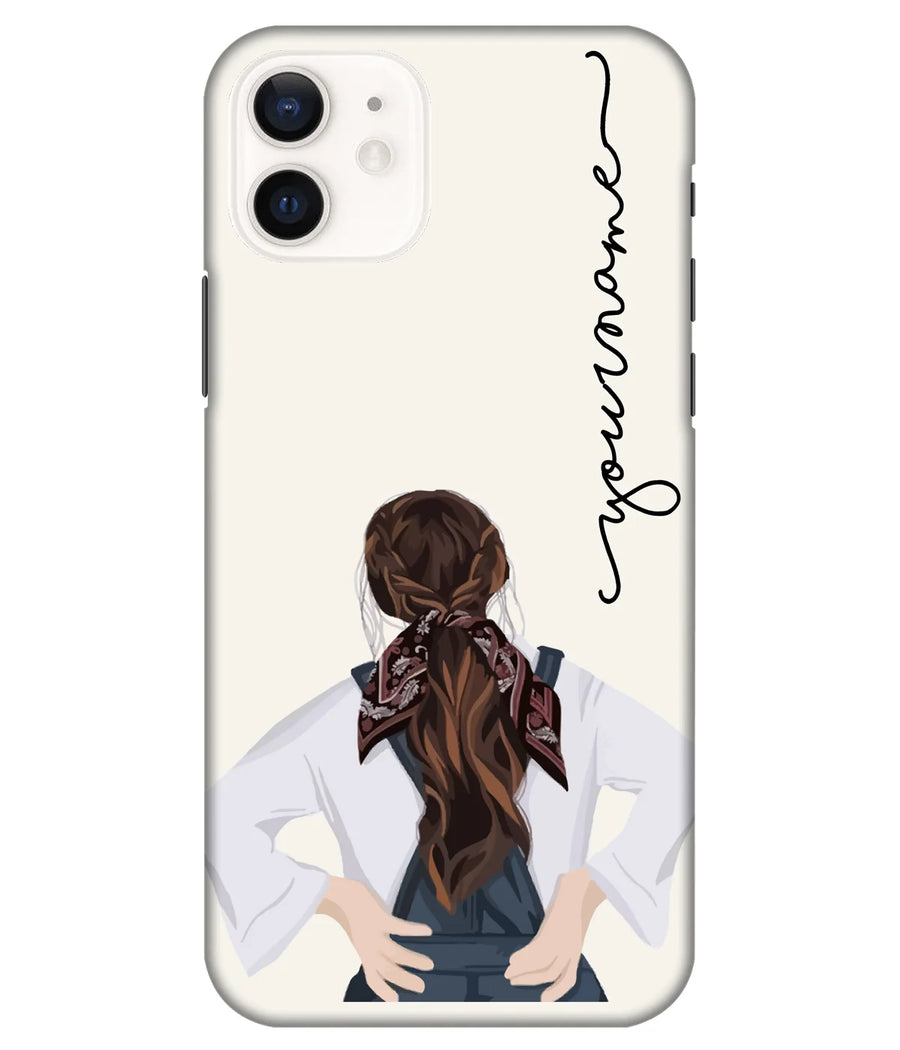 Gril Artwork Grey Slim Hard Custom Name Case