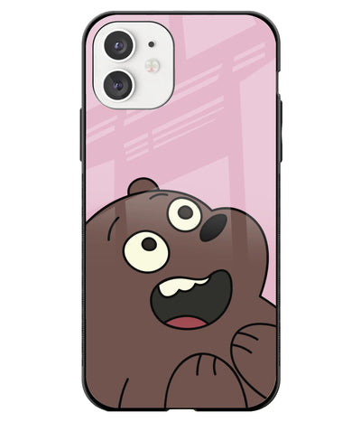 A front-on view of a glass phone case with a colorful design.