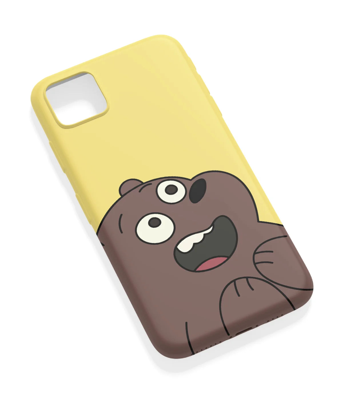 An angled view of a soft silicone case featuring a vibrant design.