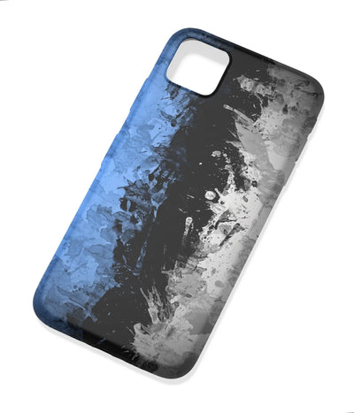 An angled view of a soft silicone case featuring a colorful design.