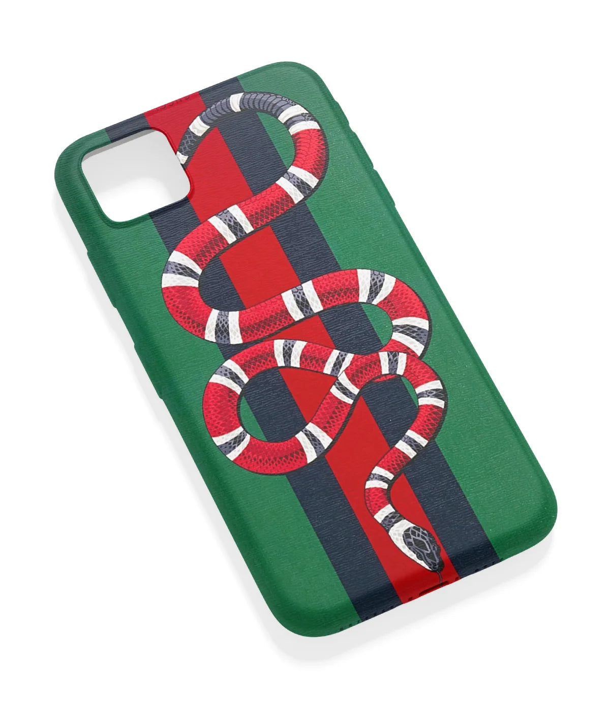 An angled view of a soft silicone case featuring a vibrant design.