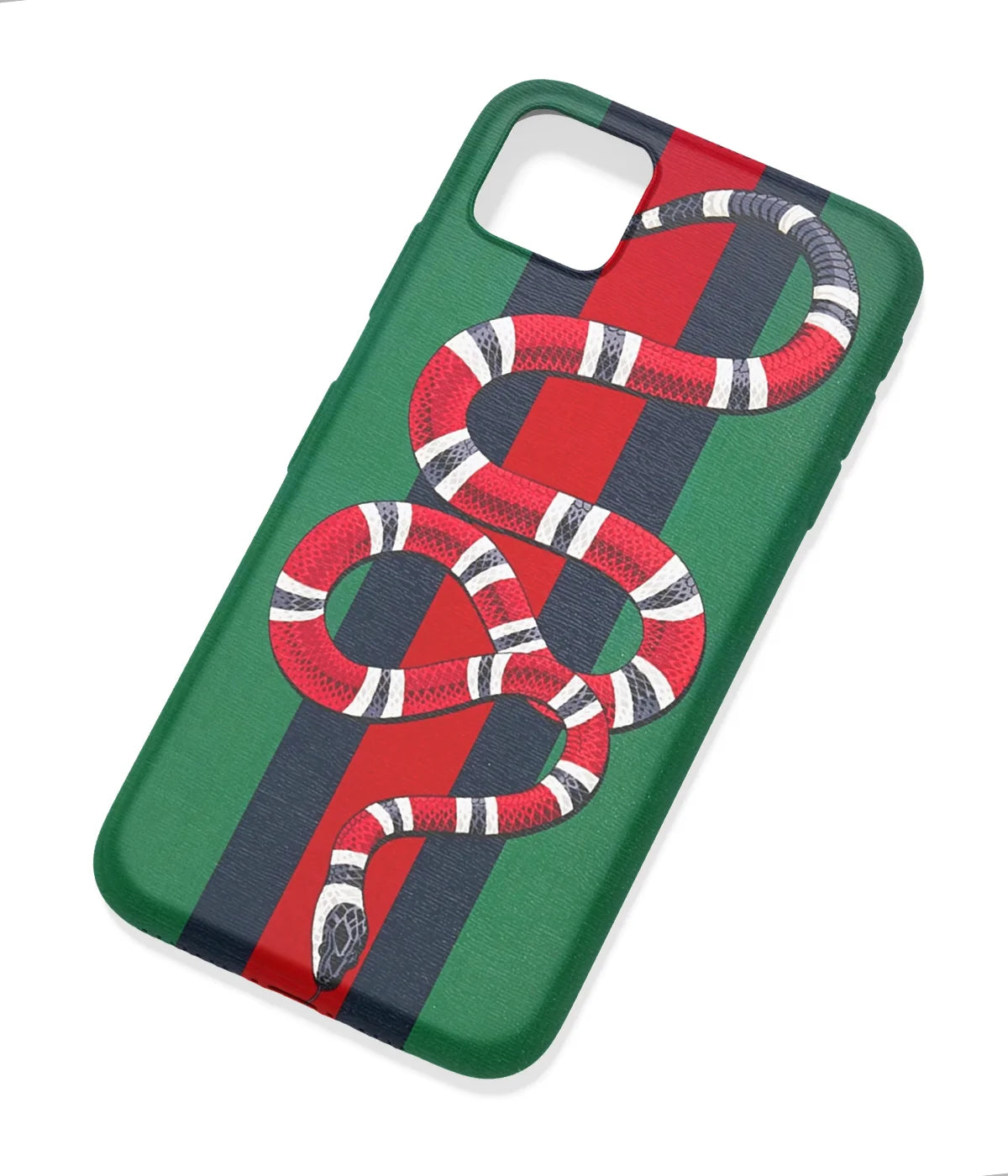 An angled view of a soft silicone case featuring a colorful design.