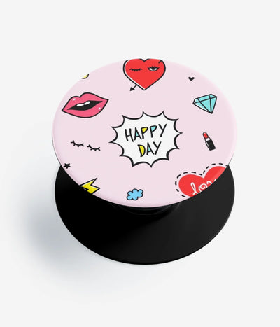 A top-down view of a phone grip holder on a clean white background