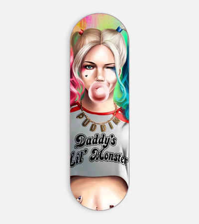 Mobile phone grip slider with a colorful design on a white background