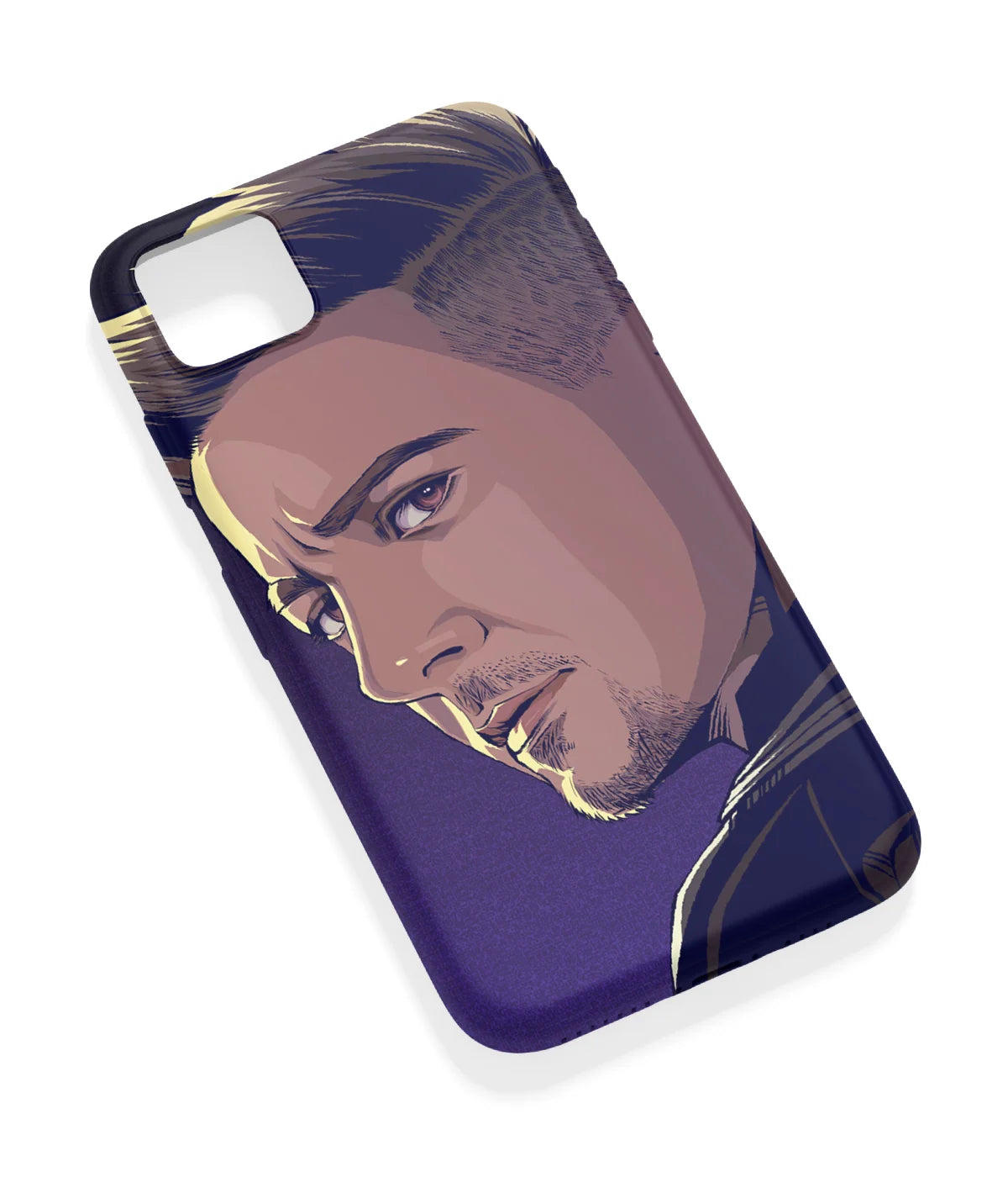An angled view of a soft silicone case featuring a vibrant design.