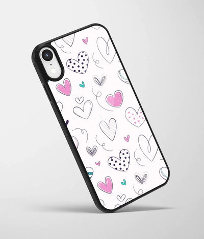An angled view of a glass phone case featuring a vibrant design.