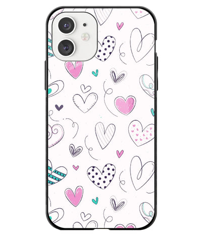 A front-on view of a glass phone case with a colorful design.