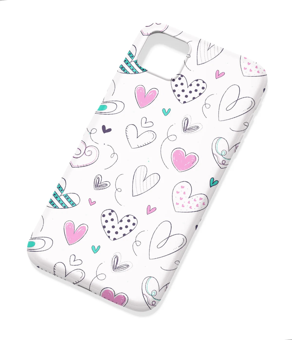An angled view of a soft silicone case featuring a colorful design.