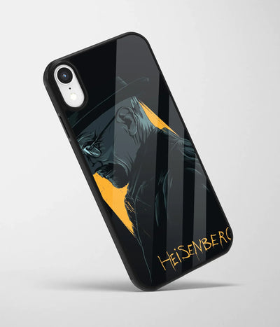 An angled view of a glass phone case featuring a vibrant design.