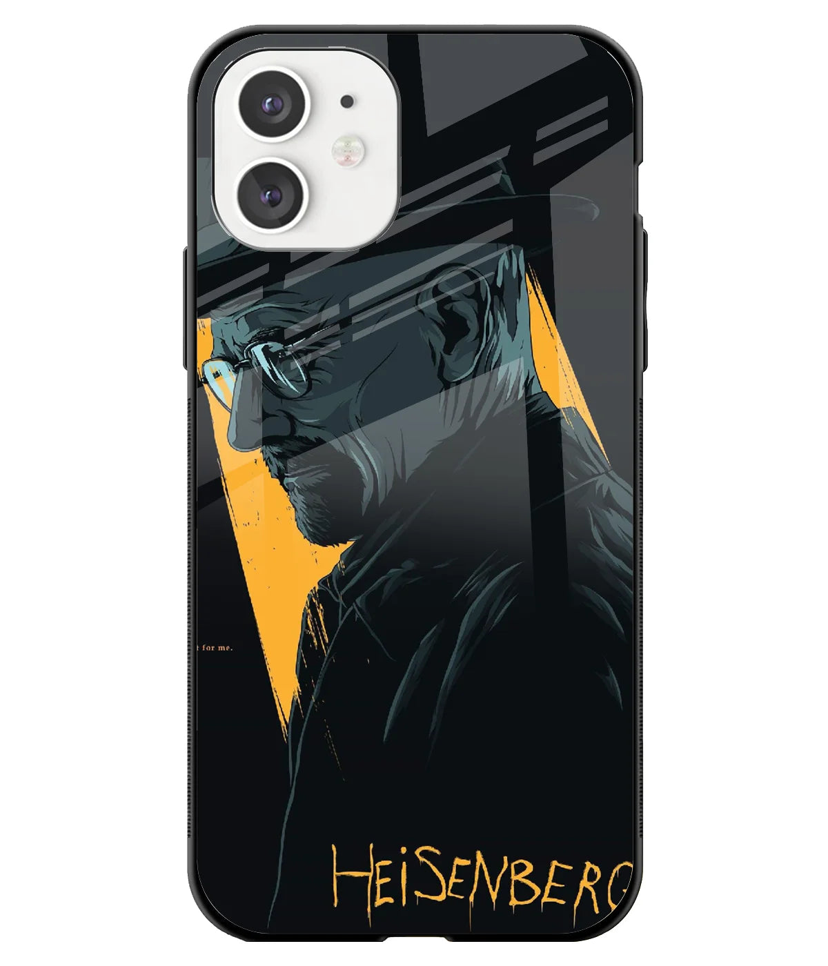 A front-on view of a glass phone case with a colorful design.