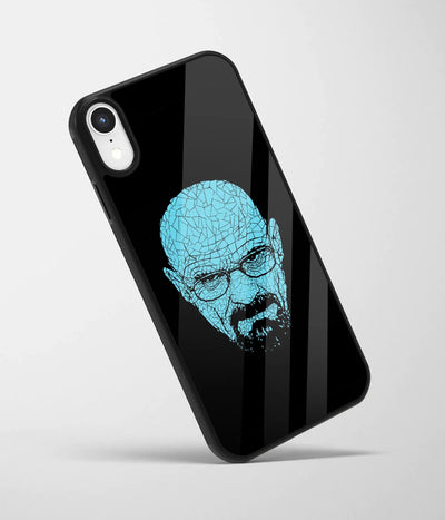 An angled view of a glass phone case featuring a vibrant design.