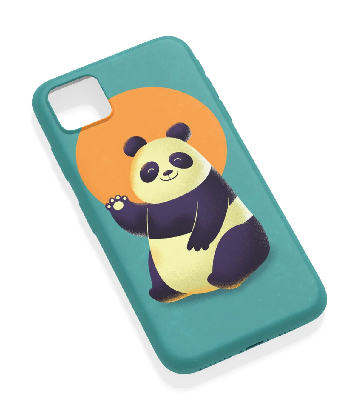 An angled view of a soft silicone case featuring a vibrant design.