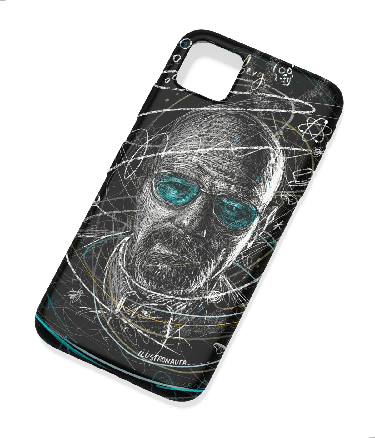 An angled view of a soft silicone case featuring a colorful design.