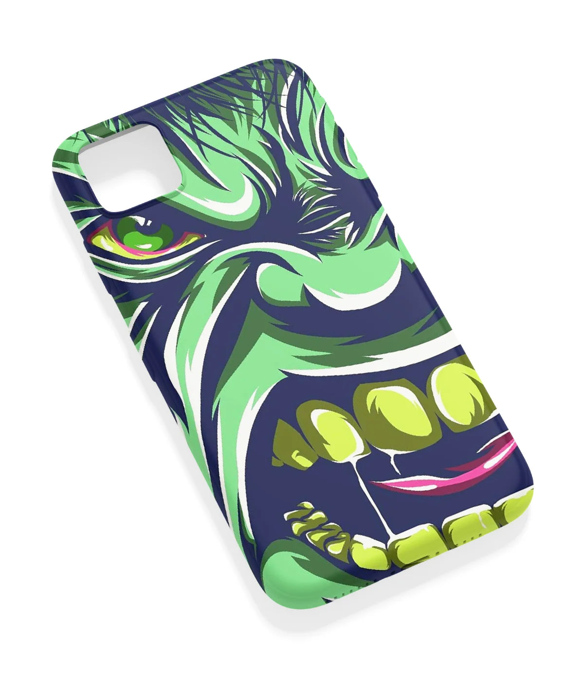 An angled view of a soft silicone case featuring a vibrant design.