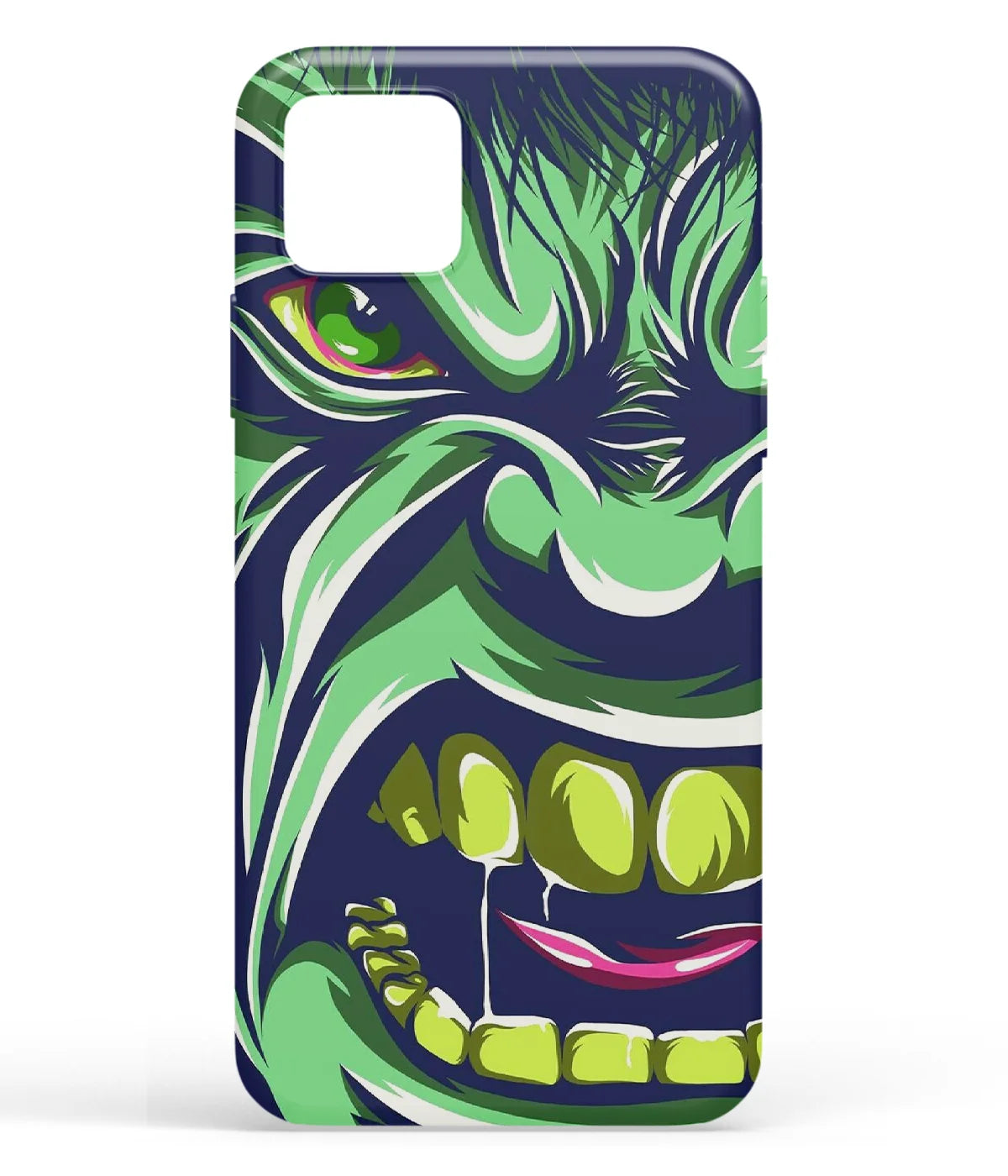 A front-on view of soft silicone phone case with a colorful design.