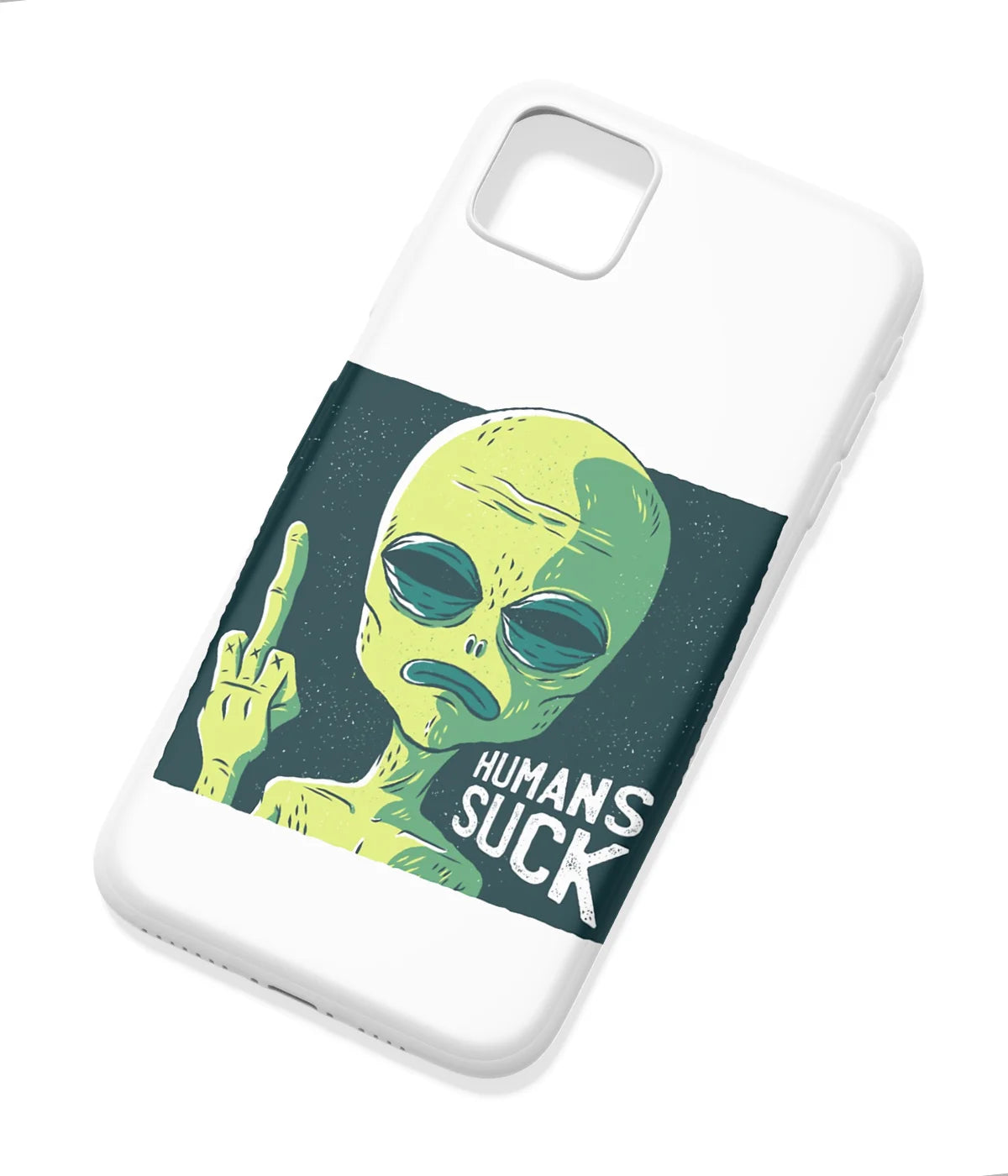 An angled view of a soft silicone case featuring a colorful design.