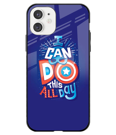 A front-on view of a glass phone case with a colorful design.