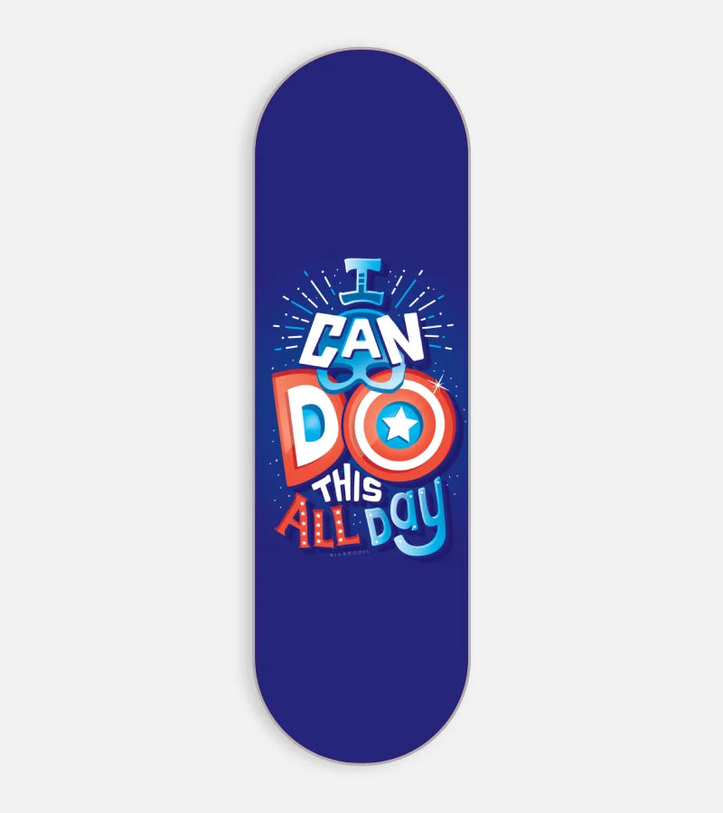 Mobile phone grip slider with a colorful design on a white background