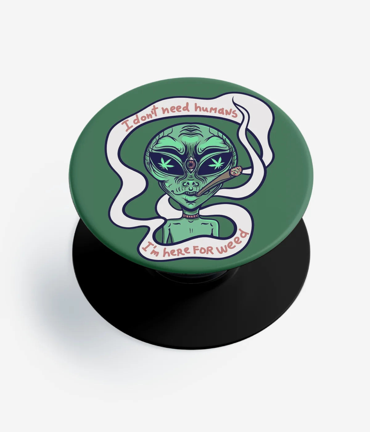 A top-down view of a phone grip holder on a clean white background