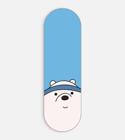 Mobile phone grip slider with a colorful design on a white background
