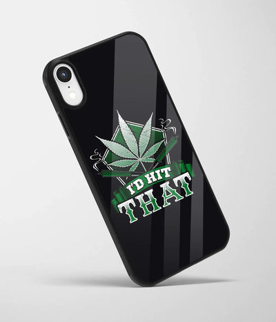An angled view of a glass phone case featuring a vibrant design.