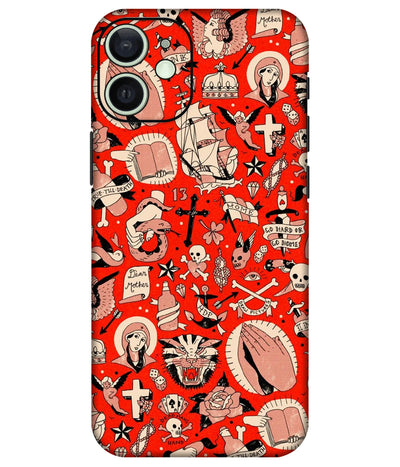 Image of a phone case featuring a mobile skin with a graphic design.