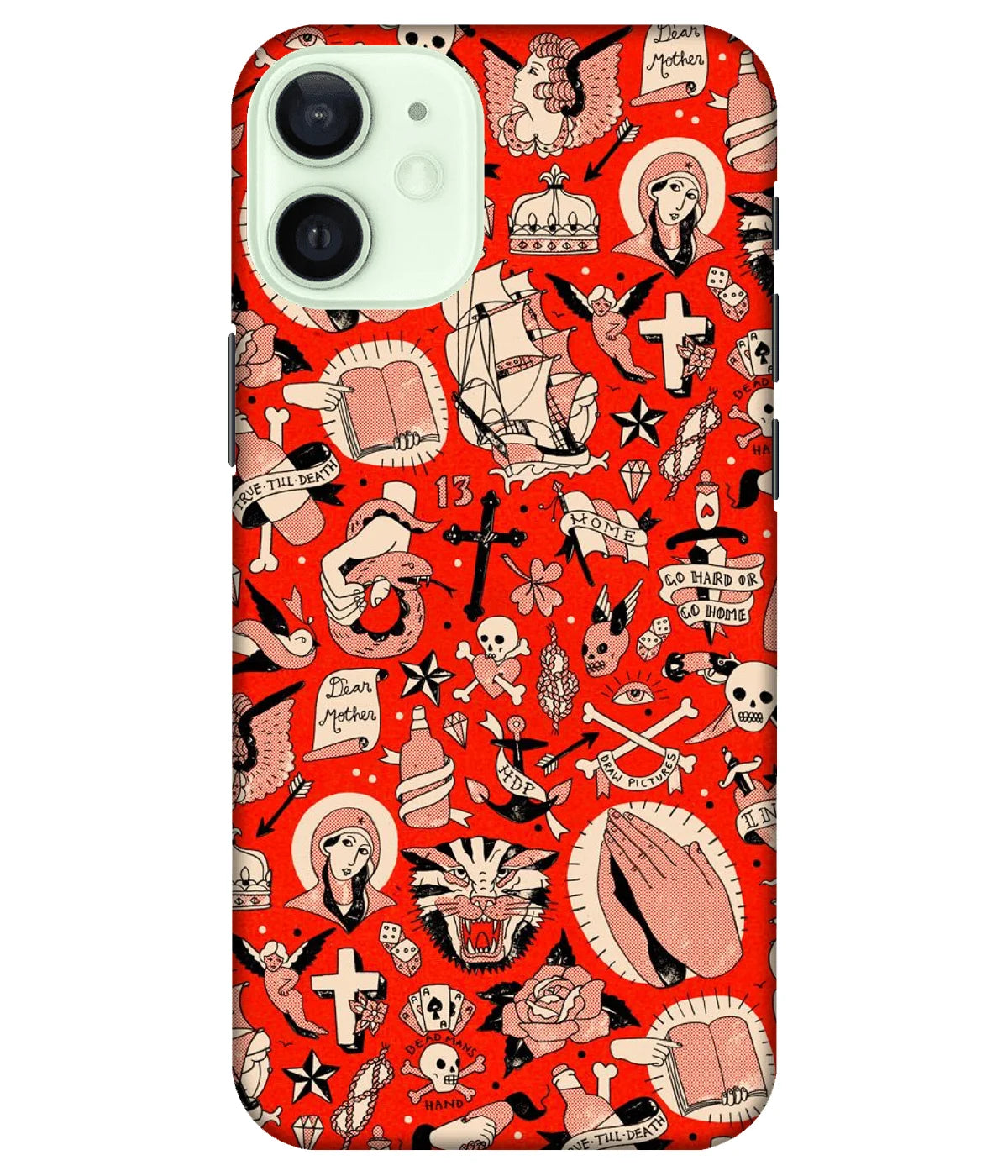 A product shot of a slim hard case with a colorful design.