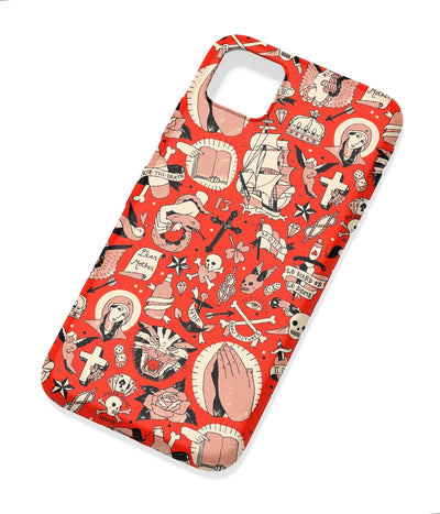An angled view of a soft silicone case featuring a colorful design.