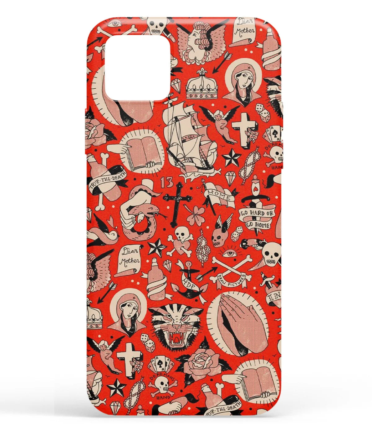 A front-on view of soft silicone phone case with a colorful design.