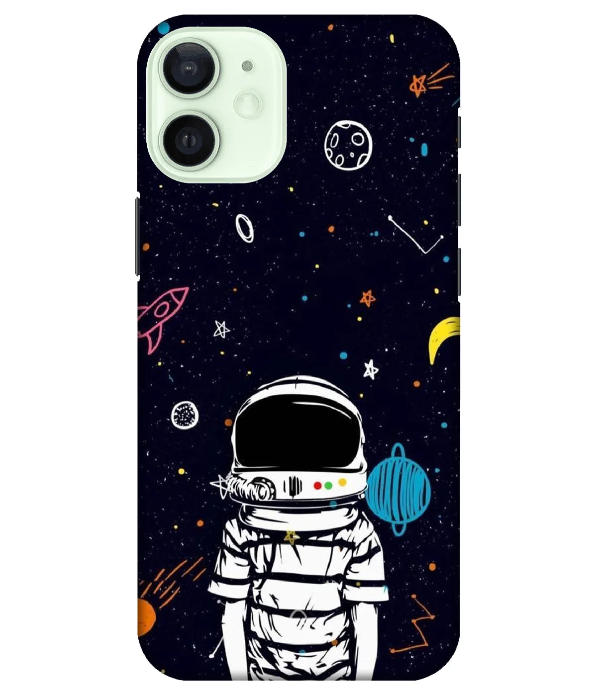 A product shot of a slim hard case with a colorful design.