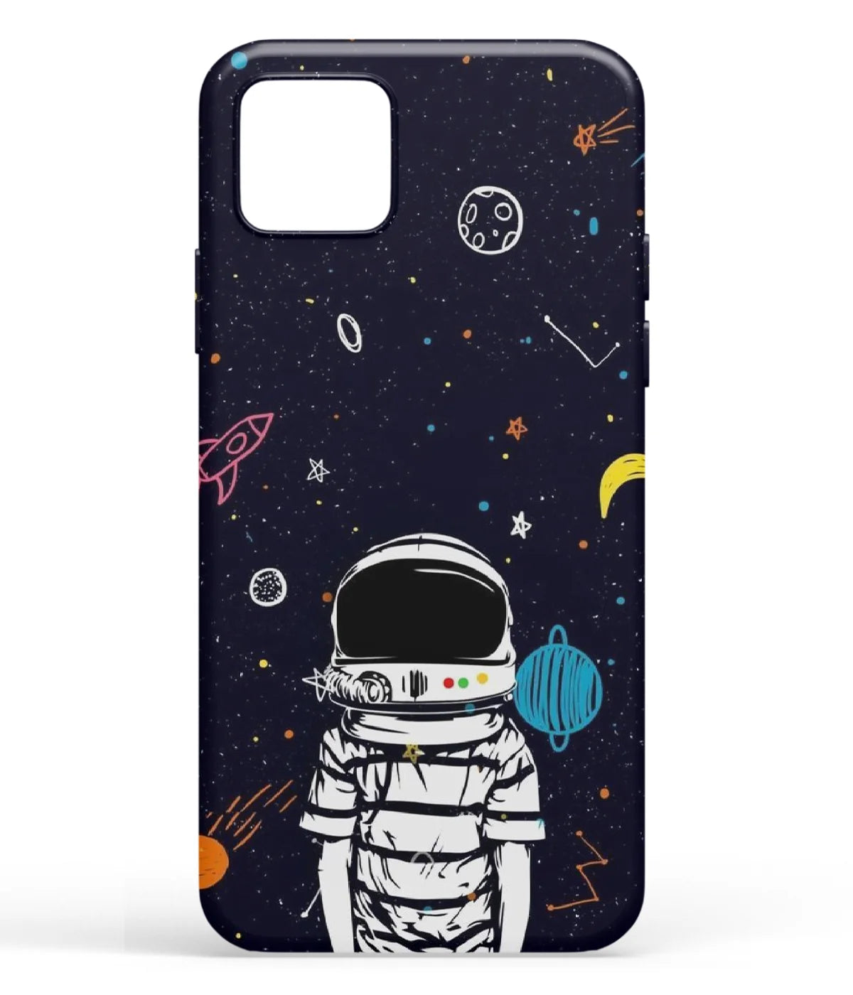 A front-on view of soft silicone phone case with a colorful design.
