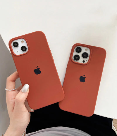 A brown liquid silicone case for the iPhone.