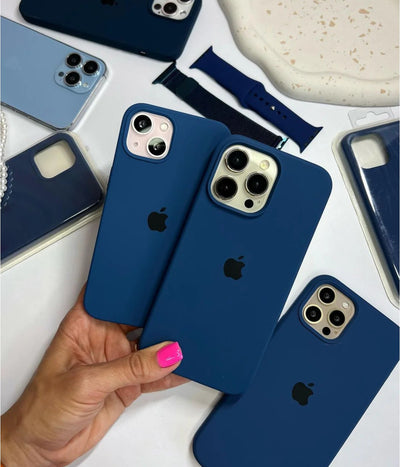 A Cobalt Blue liquid silicone case for the iPhone.