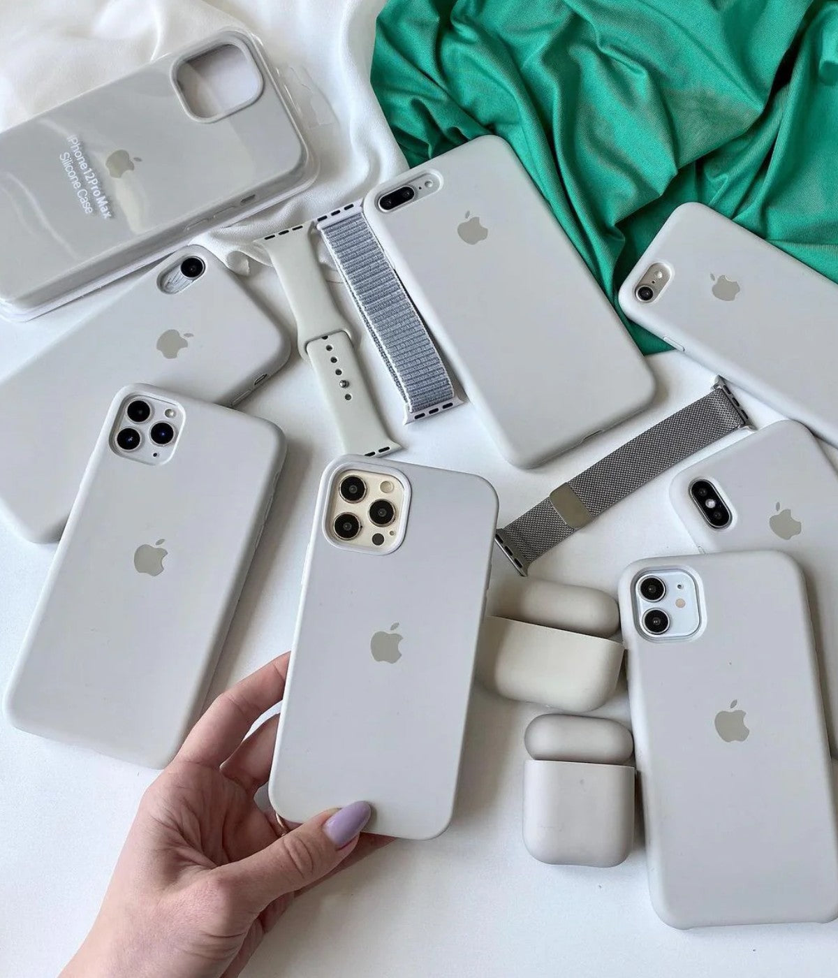 A light grey liquid silicone case for the iPhone.